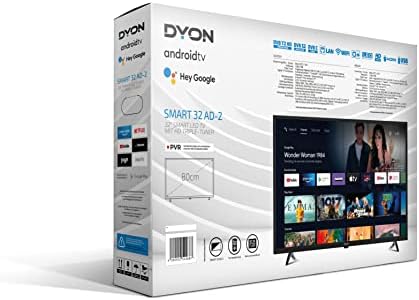 DYON Smart 32 AD-2 80 cm (32 cale) Android TV (Potrójny tuner HD, Prime Video, Netflix, Google Play Store i więcej, Asystent Google, BT Remote)