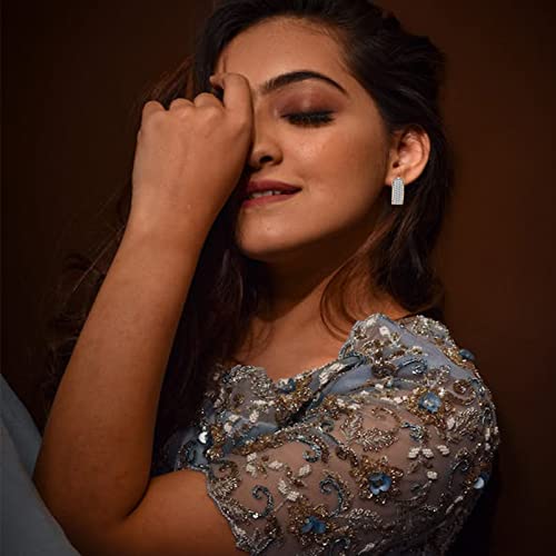 Wskfly 14K Gold Plated Three Row Diamon Huggie Earrings For Women,Colorful Snowflake Pendant Necklace, Rose Gold Plated Multi Gemstone Necklaces Set #TOP3