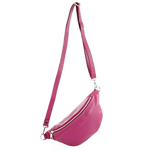 modamoda de T211 Damen Leder Bauchtasche Brusttasche Hüfttasche handmade in Italy, Farbe:Pink