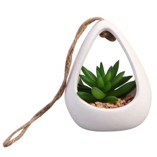 Kichvoe Artificial Succulent Hanging Pot Faux Greenery Desktop Decor Plastic
