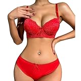 Cotorance Women’s Lace Padded Bra & Lace Knicker Set – Underwired Push-Up Lingerie (Sizes 32B-38B)