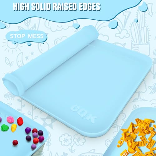 Silicone Art Mat for Crafts, 24" x 16" Painting Mat with Raised Sides to Stay Tidy, Paint Craft Mats for Clay, Resin, Slime, Jewelry-Making & Crafts Creation (Blue) by GQK - Image 3