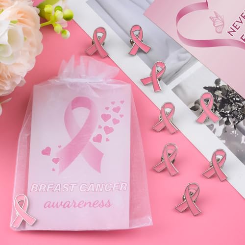 Broches de octubre rosa con cierre seguro para decorar ropa sin perderlos 5