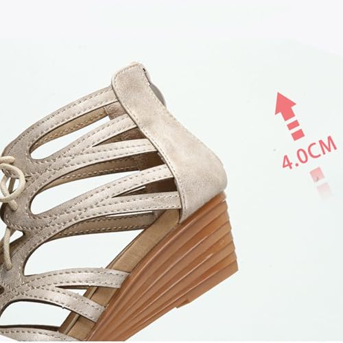 Sandals Women's Sandals Summer Mid Heel Vintage Sandals Slope Heel Sandals Sandal(A,38)4