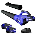 20V Cordless Leaf Blower with 2 Batteries and Charger, High Power 400 CFM Cordless Electric Leaf Blower with Two Nozzles Lightweight Handheld Blower for Lawn Care Patio Garden Leaves Yard