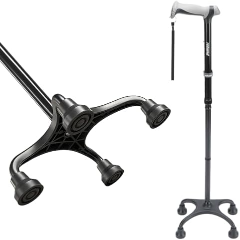 Rehand Quad Cane, Walking Cane with Ergonomic Handle Ever and Gra...