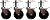 A Set of 4 Perry 5" Scaffolding Wheels with 1" Solid Round Stem CBM1290