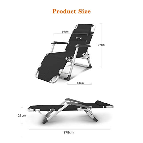 Chaise pliante noire imperméable avec dossier réglable multiposition - 4