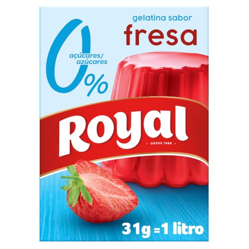 Royal Gelatina Sabor Fresa 0%, Preparado en Polvo Sin Azúcar, Pack 31 g