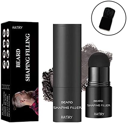 HATIKY Beard Pencil Filler Powder for Men - Beard Shaping Kit - Long Lasting Beard Hair Building Fibers- Instantly Conceals Hair Loss and Fills In Receding Hairlines-Beard Eyebrow Stamp Kit Creates Natural Looking Beard, Moustache & Eyebrows (1pack, black)