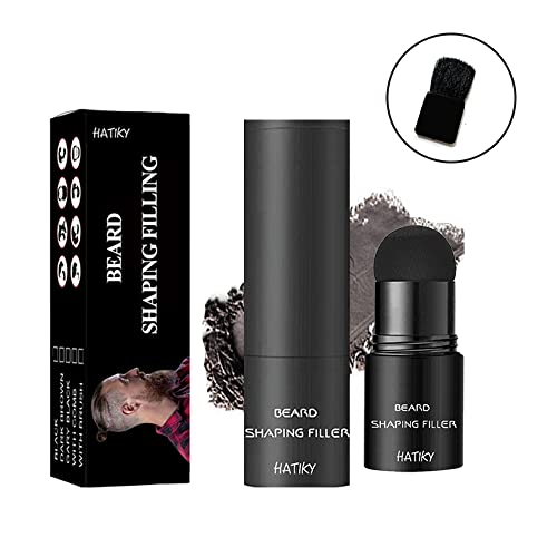 Hatiky Beard Pencil Filler Powder For Men - Beard Shaping Kit - Long Lasting Beard Hair Building Fibers- Instantly Conceals Hair Loss And Fills In Receding Hairlines-Beard Eyebrow Stamp Kit Creates Natural Looking Beard, Moustache & Eyebrows (1Pack, Black) #TOP3