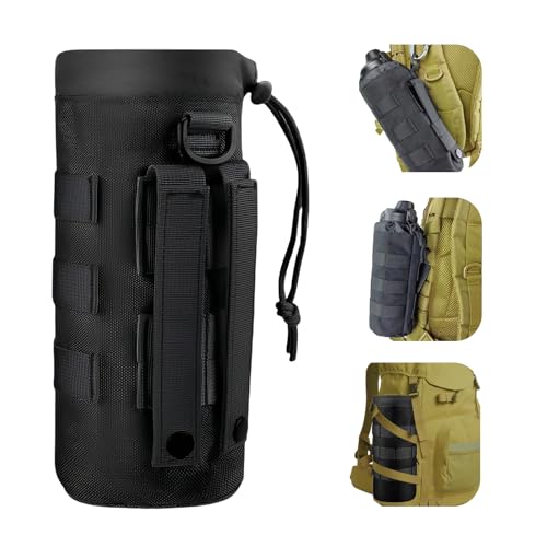 Diyxisk Portador de Botella de Agua, Ajustable Bolsa Tactica para Botella, Nailon 1000d Porta Botellas de Agua, Adecuado para Caminatas al Aire Libre, Camping, Trekking (Negro)