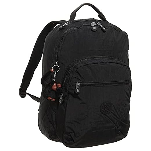 Kipling Seoul Go Laptop, Padded, Adjustable Backpack Straps, Zip Closure (One Size, Black Tonal)