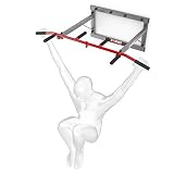TECHNISCHE DATEN: Gewicht Pull Up Stange: 8kg. Belastbarkeit: 300kg. Material: Stahl, pulverbeschichtet. Maße: 33x110x71 cm (HxBxT). Profil 4x4x0,22 & 3x3x0,22 cm. Abstand zur Wand: 80 cm. 8 Dübel enthalten.