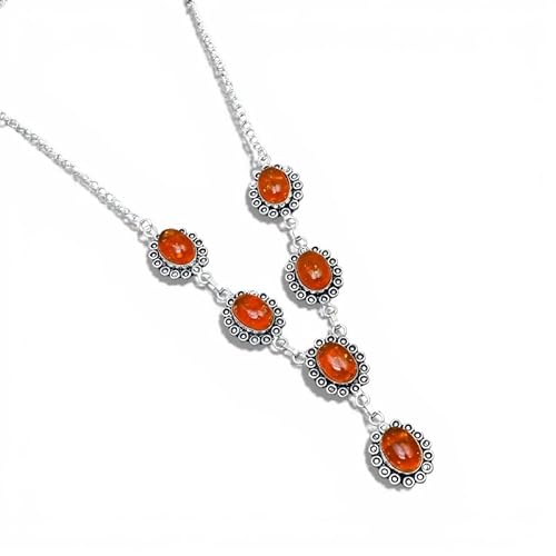 Solid 925 Sterling Silver Carnelian Necklace for Women | Handmade
