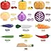Victostar Magnetic Wooden Cutting Fruits Vegetables Food Play Toy Set with Basket for Kids