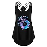 Aniywn Summer Tank Tops for Womens, Sleeveless Sunflower Back Cross Flowy Tunic Vest Tops Camis...