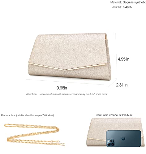 Myloni Clutch Purses For Women Women's Evening Bags Clutches For Women Party Prom Wedding Sparkling Shoulder Bag (Champagne) #TOP3