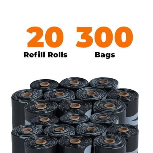 Image of Best Pet Supplies Poop Bags for Dogs, 50% Post-Consumer Recycled Content dog waste bags on rolls, fits all poop bag holders for leashes - Black, 300 Count, Unscented
