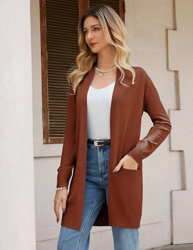 Image of GRACE KARIN Long Cardigan for Women Lightweight Open Front with Pockets | Oversized Cardigan Sweaters for Women, Soft Knit, Casual Fall Clothes, Layering Piece for Fall, Winter & Office Wear
