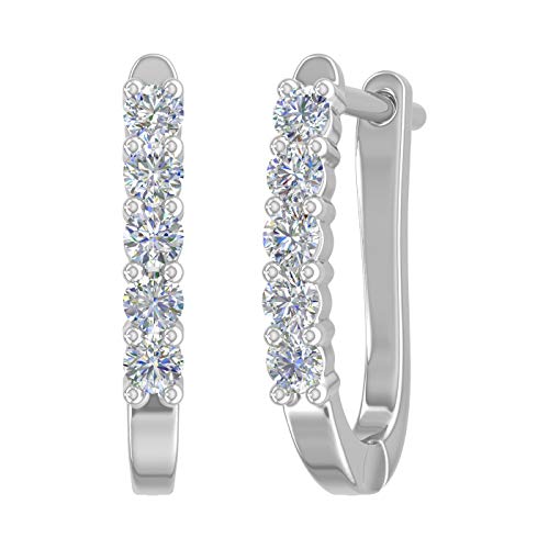 1/2 Carat Natural Diamond Hoop Earrings in 10K Gold or 950 Platinum