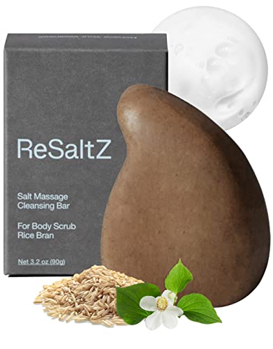 Resaltz Skin Massage Salt Ritual Body Cleansing Scrub Bar With Vegan Oil, Korean Mineral Salt, Rice Bran, And Herbs | Guasha Shaped Facial & Body Massager | Bubble Cleanser With Exfoliating | Fragrance-Free, 3.9Oz. #TOP17