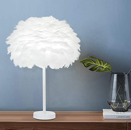 Preisvergleich Produktbild Feder nachttischlampe nachttischlampe lampenschirm moderne mode feder tischleuchte schreibtischlampe schirm für wohnzimmer schlafzimmer bar restaurant hotel dekoration, weiß