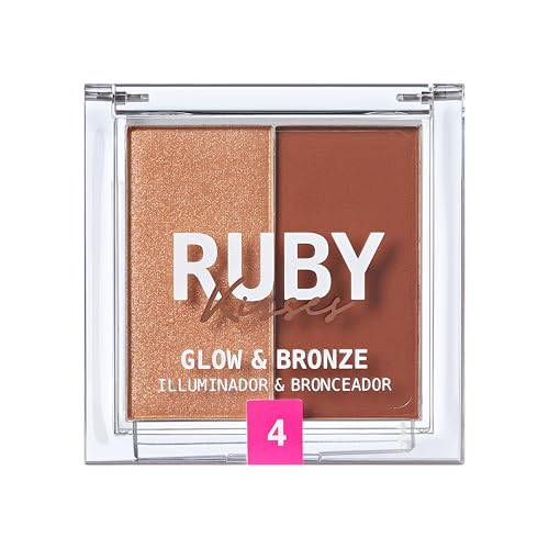 Ruby Kisses Glow & Bronze Highlighter/Bronzer Duo, 2 -in-1 Gel to...