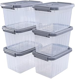 Fosly Plastic Storage Boxes with Lids, 6 Pack 6 Liter Plastic Boxes, F
