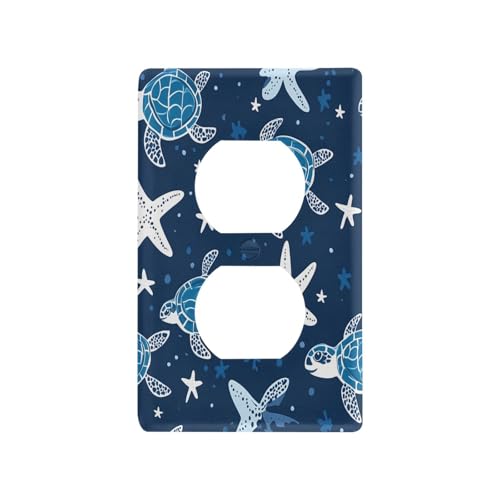 BOESI Doodle Turtle and Star Light Switch Cover Trim, Switch Panel Trim, Receptacle Cover, Double Receptacle Receptacle Cover, 4.53 * 2.76 inches