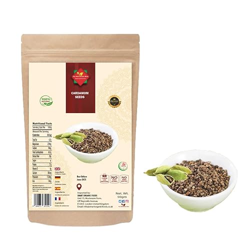 Graines de cardamome (50g/1,76oz) | Graines de cardamome verte | 100% naturelles | Qualité supérieure | Authentiques | Sans additifs