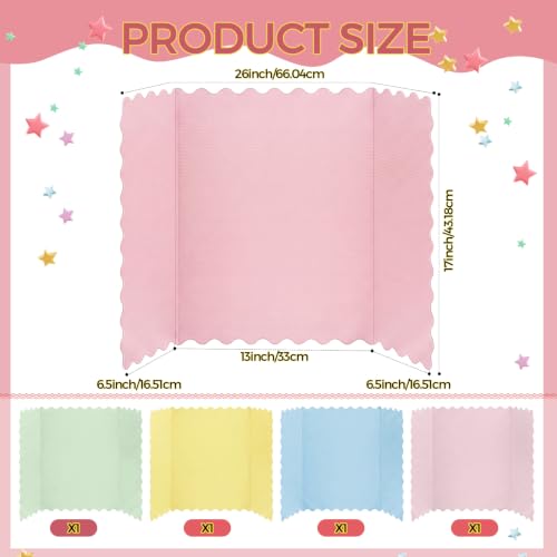 Mooliwe 4 Pack 26" x 17" Trifold Poster Board Macaron Color Corrugated Scalloped 3 Fold Small Display Boards Foldable Business Paper Board for Presentation Science Fairs Event School Projects - Image 2