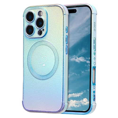 Coque iPhone 16 Pro Max magnétique antichoc irisée cœurs pour femme