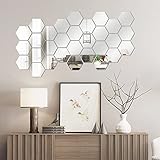 FUNCSDIK Hexagon Mirror Wall Sticker 12 Pieces Acrylic Mirror Three-Dimensional Wall Stickers for...
