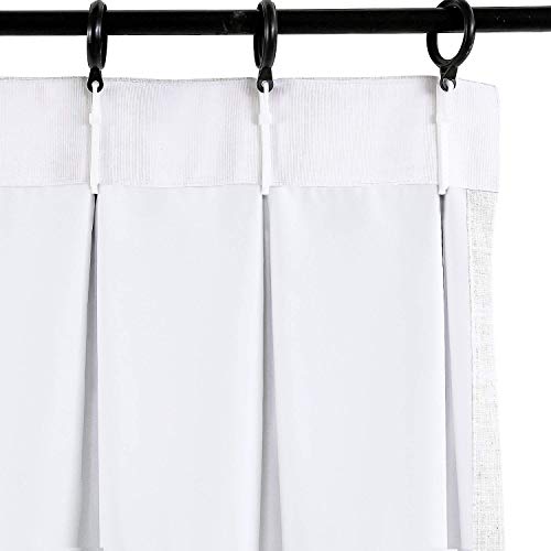 Prim Thermal Insulated Blackout Room Darkening Drapery/Drape Panels For Kids Bedroom Pinch Pleat Window Curtain Linen Fabric, Beige White, 72X96-Inch, 1 Panel #TOP1