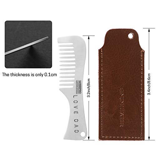 Wisepro Beard Mustache Comb Fine Toothed Beard Comb Keychain Comb，Suitable For Beard Care Facial Hair Grooming(White Beard Lettering) #TOP2