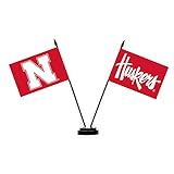 BSI PRODUCTS, INC. - Nebraska Cornhuskers 2 Flag Desk Set - UNL Football, Basketball, & Baseball...