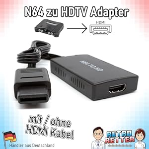 RetroRetter HDMI AV Adapter (ohne HDMI Kabel) für Nintendo 64 / N64 zu HD TV - Konverter HDMI Full HD 1080 720 AV Kabel Neu