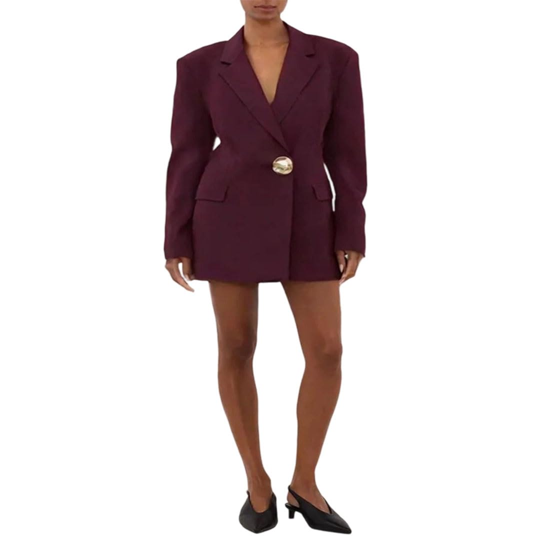 Womens Sequin Pocket Detail Blazer Lapel Long Sleeve Loose Fit Casual Jacket
