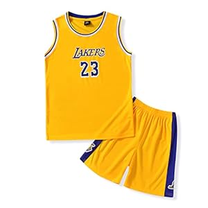 Kids Boys Basketball Jerseys, 2-Piece #23 Basketball Performance Tank Top Set, Sleeveless Basketball Jersey and Boys…
