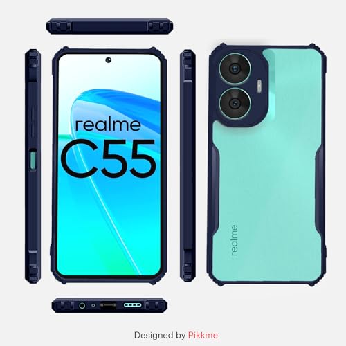 Image of Outlouders Back Cover for Realme Narzo N55 / Realme C55 | Ultra Hybrid Transparent | Full Camera Protection | Raised Edge | Crystal Clear Bumper Case (Blue)