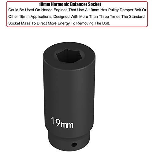 Moker 50Mm Crankshaft Crank Pulley Wrench Holder For Honda And Acura Engines (With 19Mm Harmonic Balancer Socket), 3 Times Momentum Power Of Standard Impact Sockets #TOP2