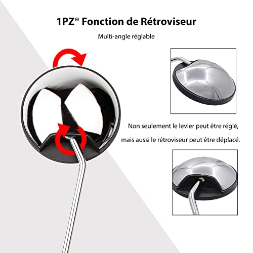 1PZ F11-MS1 Rétroviseur de moto rond argent universel réglable classique M8 / M10, Miroir Latéral de moto avec support de 7/8" 22 mm pour Go Kart VTT ATV Scooter Dirt Bike Mini Vélo Cyclomoteur Quad - Image 7