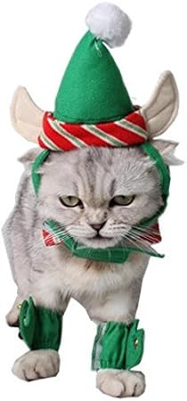 ANIAC Cute Cat Dog Christmas Costume Xmas Clothes Green Elf Outfit for Small Pets
