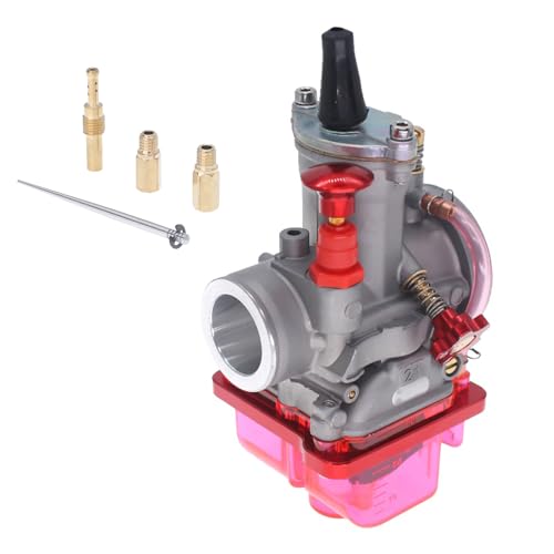 Universal Motorcycle Racing Carburetor PWK 21MM,Fit for 2T 4T Engine Scooter Motorcycle ATV Quad Pit Bike 50cc-80cc PWK Carburetor (Red,21MM)