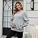 GINKANA Maternity Long Sleeve Tops for Pregnant Women Fashion Soft Casual Tunic Drop Shoulder Pullover Shirts with Pockets,Heather Gray,S