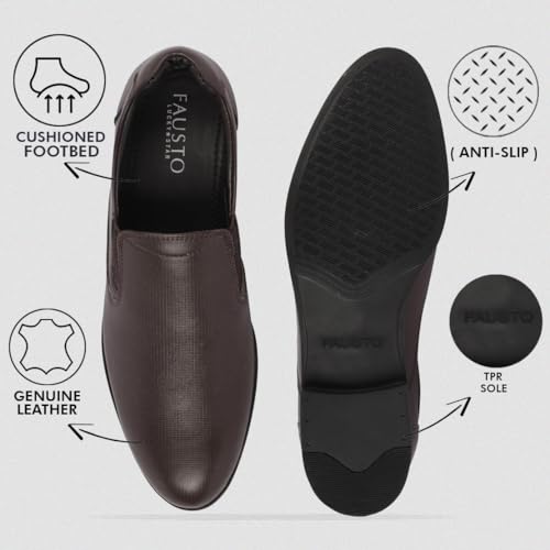 Image of FAUSTO Men Leather Formal Pull-On Shoes