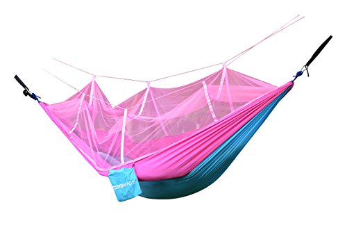 WoneNice Hammock with Mosquito Net, Portable Lightweight Nylon Parachute Multifunctional Hammock with Net and Tree Straps for Camping, Backpacking, Travel, Beach, Yard.