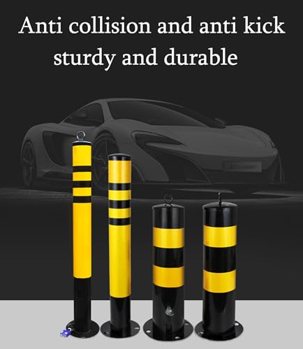 Safety Bollard Poste de amarração de segurança, postes de amarração de ferro amarelo com fita reflex