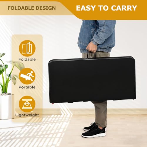 Pazidom 34" Folding Card Table, Heavy Duty Plastic Square Table - Portable Fold-in-Half w/Handle & Lock for Camping, BBQ, Party, Events, Black by Pazidom - Image 6